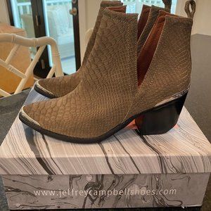 Jeffrey Campbell Cromwell Matte Suede Snake Booties - Size 8.5